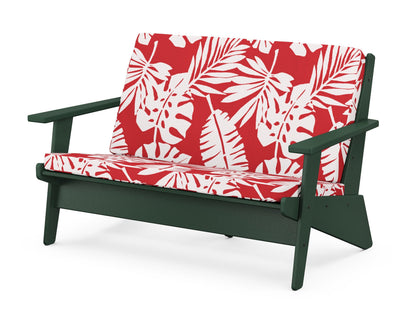 POLYWOOD® Riviera Modern Lounge Loveseat in Green / Leaf Crimson