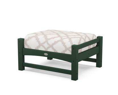 POLYWOOD® Club Ottoman in Green / Trellis Dune Burlap