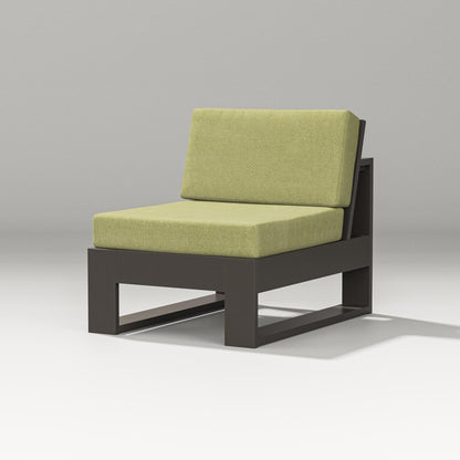 PW Designer Series Latitude Modular Armless Chair in Vintage Coffee / Chartreuse Boucle