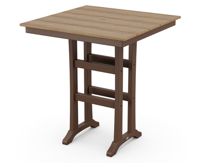 POLYWOOD® Farmhouse Trestle 37" Bar Table in Mahogany / Natural