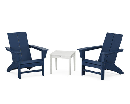 Country Living Cottage Modern Adirondack Chair 3-Piece Set in Navy