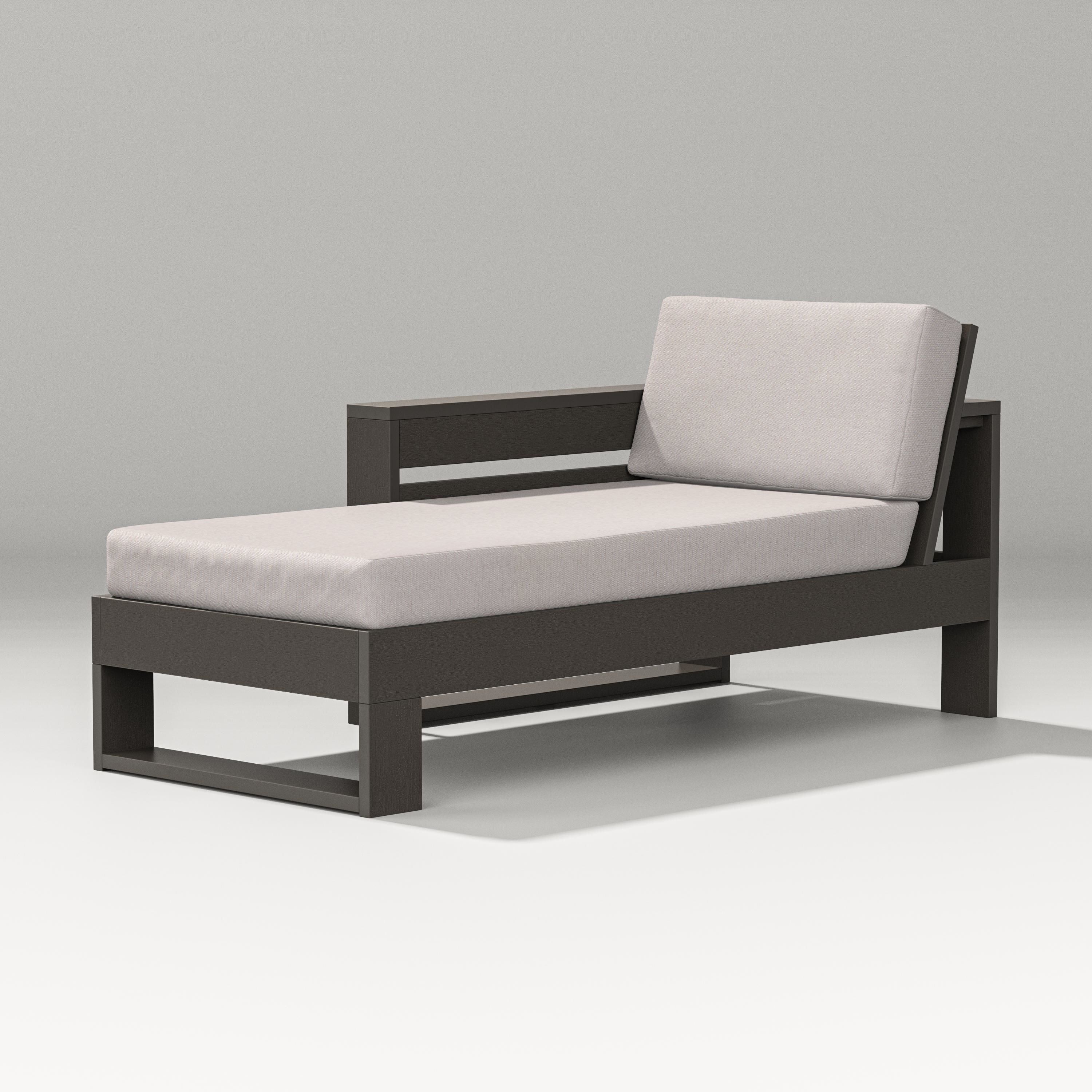 PW Designer Series Latitude Modular Left Arm Chaise in Vintage Coffee / Dune Burlap
