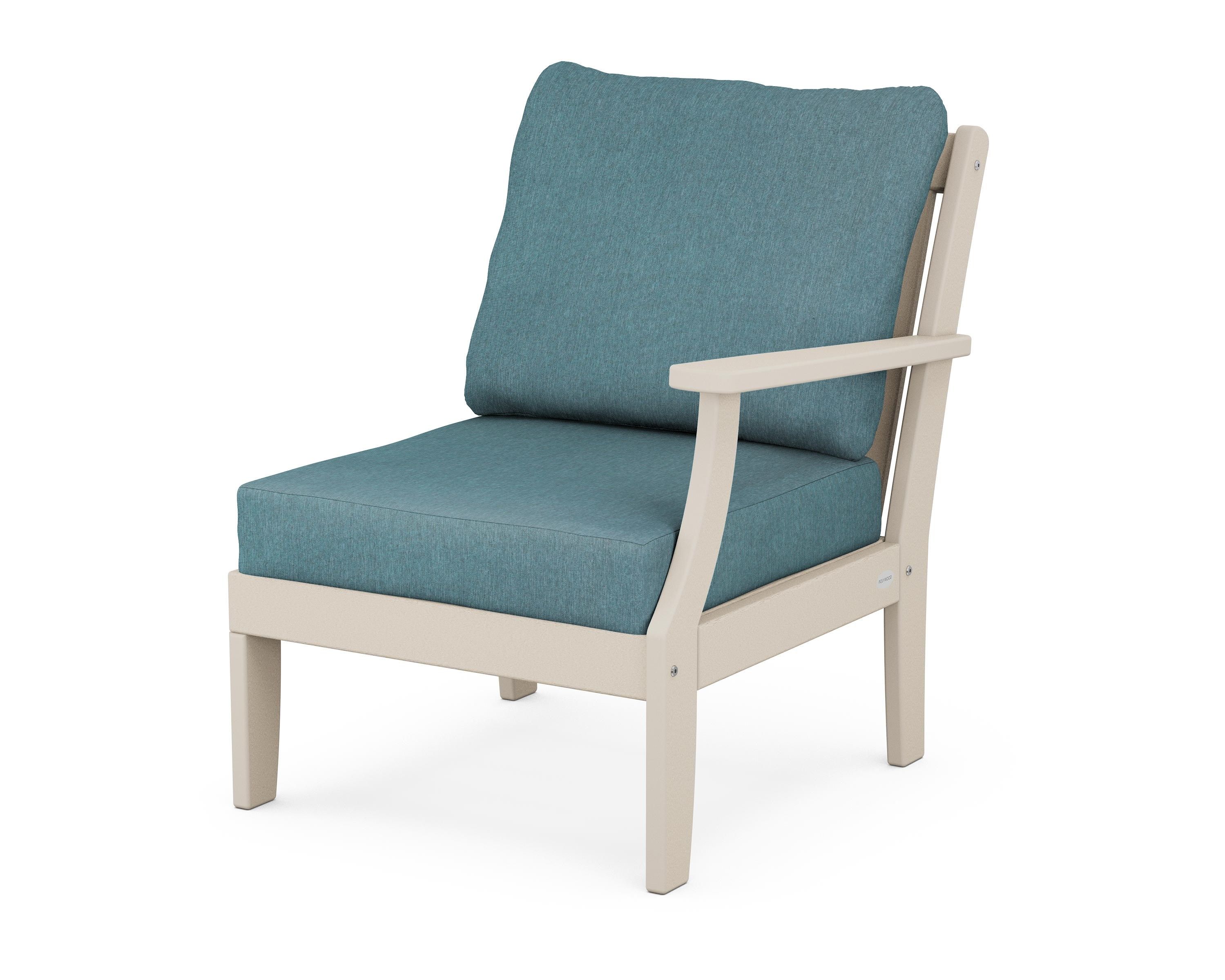 POLYWOOD® Braxton Modular Right Arm Chair in Sand / Ocean Teal
