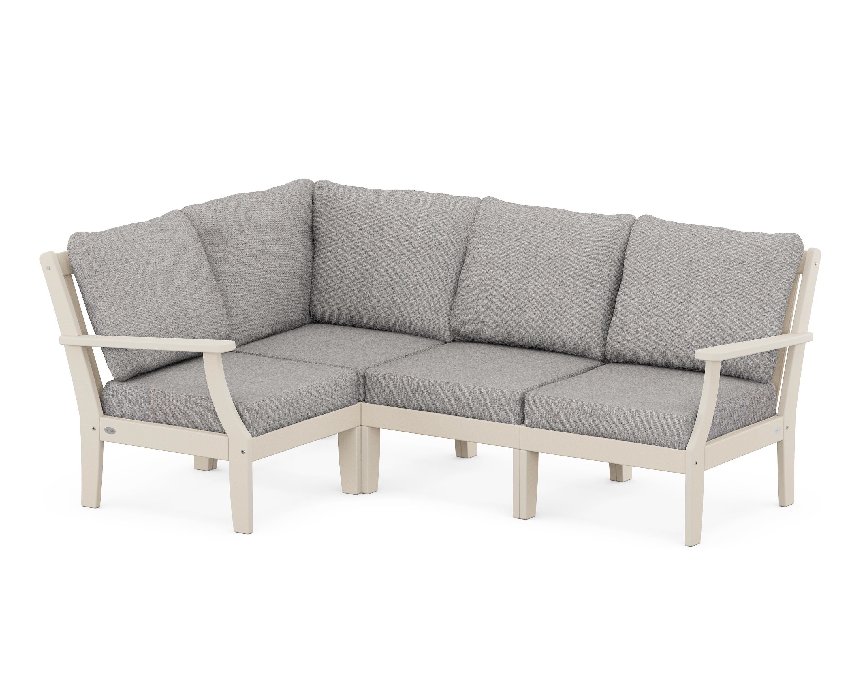 POLYWOOD® Braxton Modular 4-Piece Deep Seating Set in Sand / Grey Mist