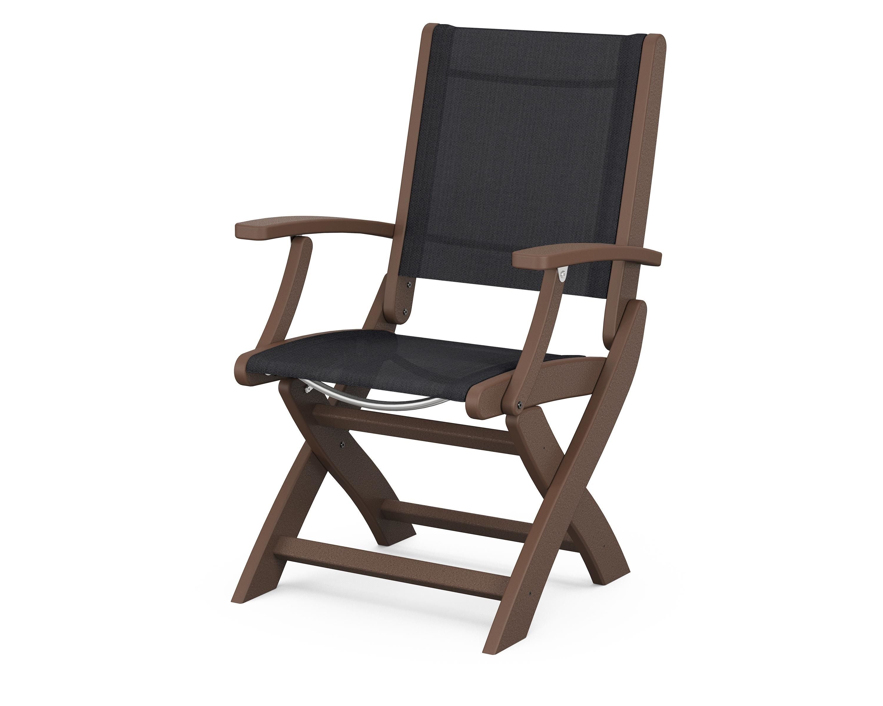 POLYWOOD® Coastal Folding Chair in Mahogany / Black Sling