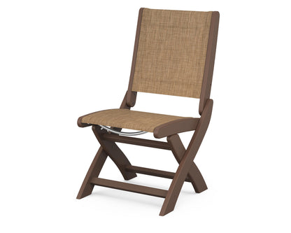 POLYWOOD® Coastal Folding Side Chair in Mahogany / Burlap Sling