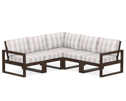 POLYWOOD® EDGE 5-Piece Modular Deep Seating Set in Mahogany / Buffalo Plaid Dune Burlap