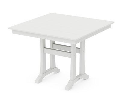 POLYWOOD® Farmhouse Trestle 37" Dining Table in White