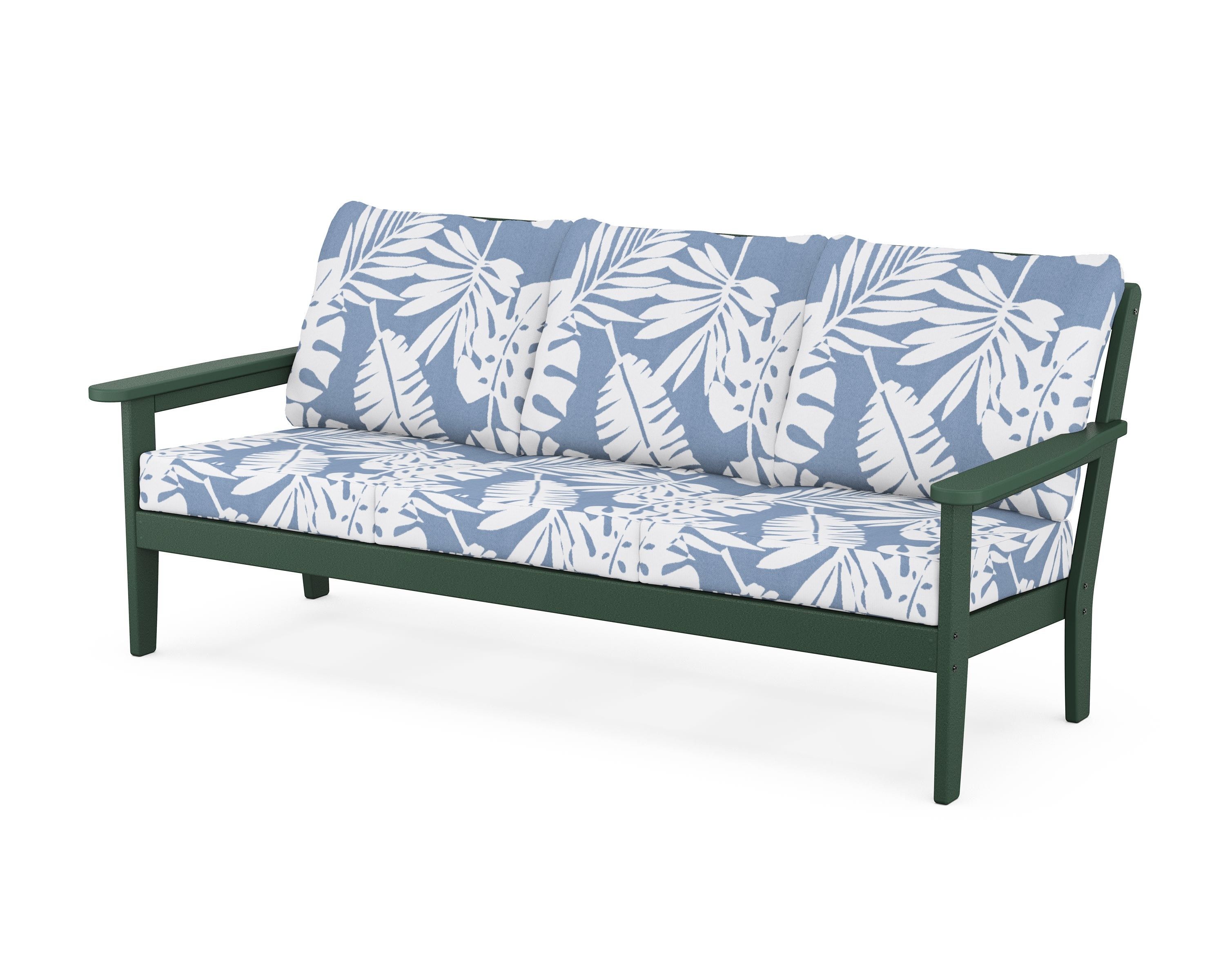 Country Living Cottage Deep Seating Sofa in Green / Leaf Sky Blue