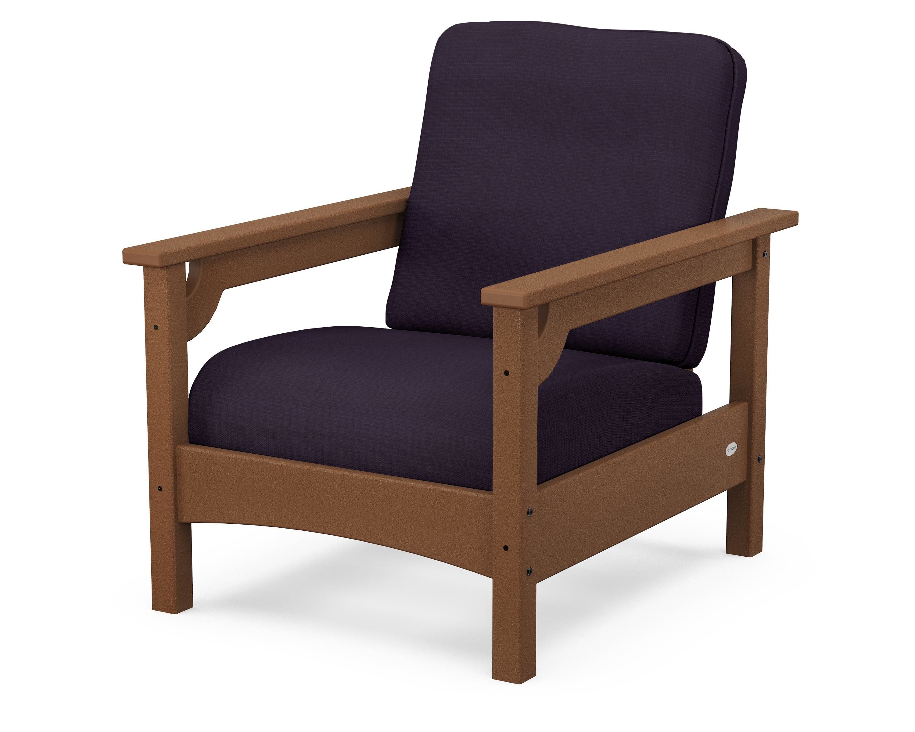 POLYWOOD® Club Chair in Teak / Navy Linen