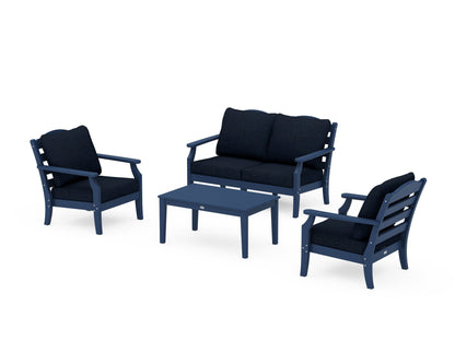 Draper James™ by  POLYWOOD® Savannah 4-Piece Deep Seating Set with Loveseat in Navy / Marine Indigo