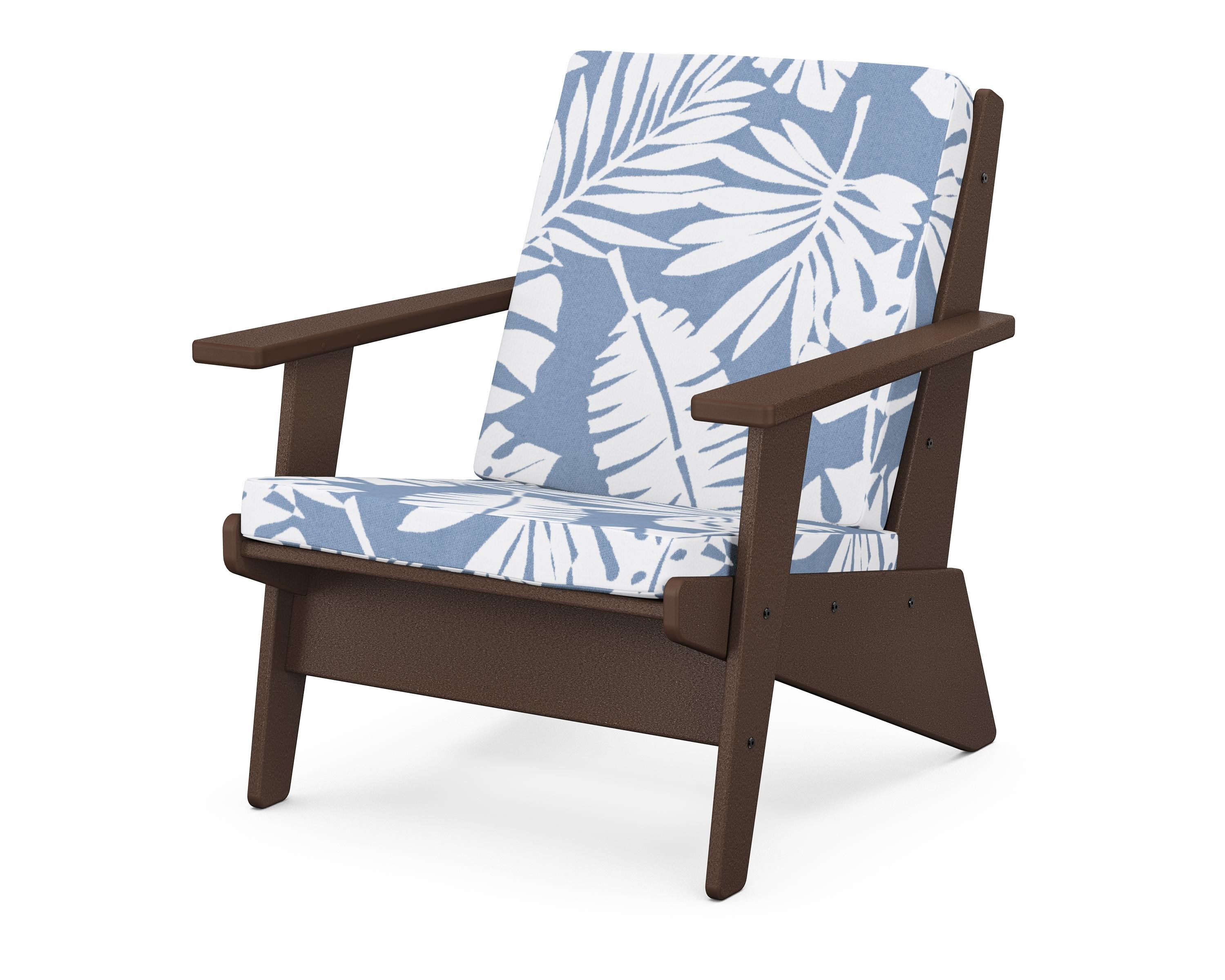 POLYWOOD® Riviera Modern Lounge Chair in Mahogany / Leaf Sky Blue