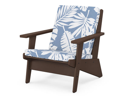 POLYWOOD® Riviera Modern Lounge Chair in Mahogany / Leaf Sky Blue