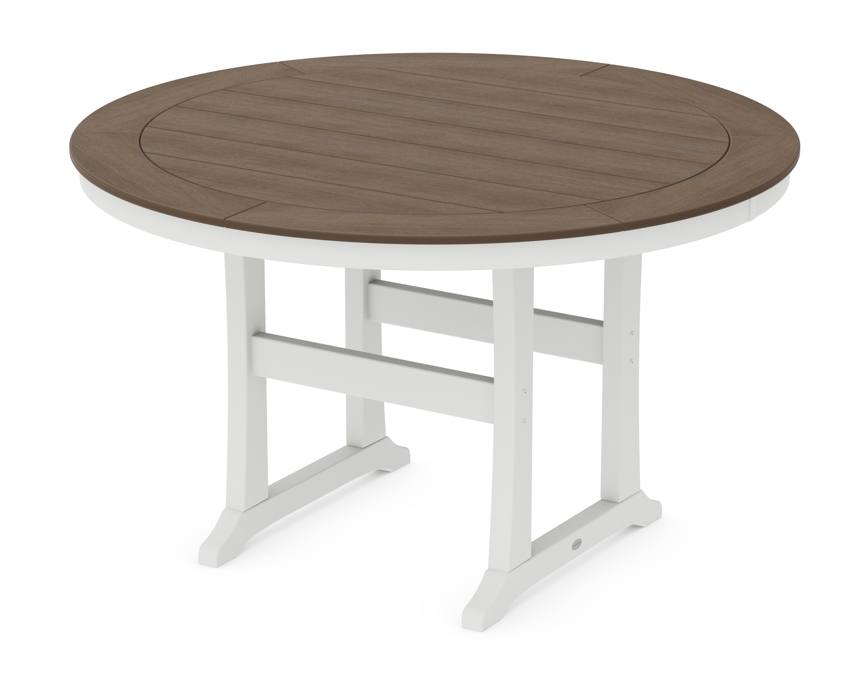 POLYWOOD® Nautical Trestle 60" Round Counter Table in White / Kona