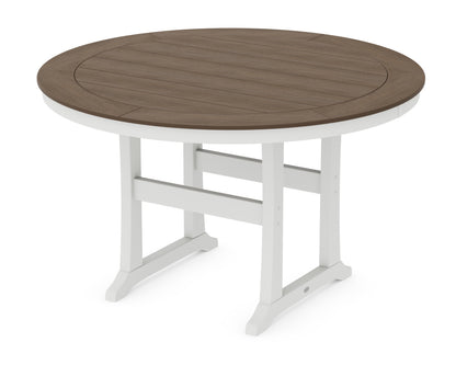 POLYWOOD® Nautical Trestle 60" Round Counter Table in White / Kona