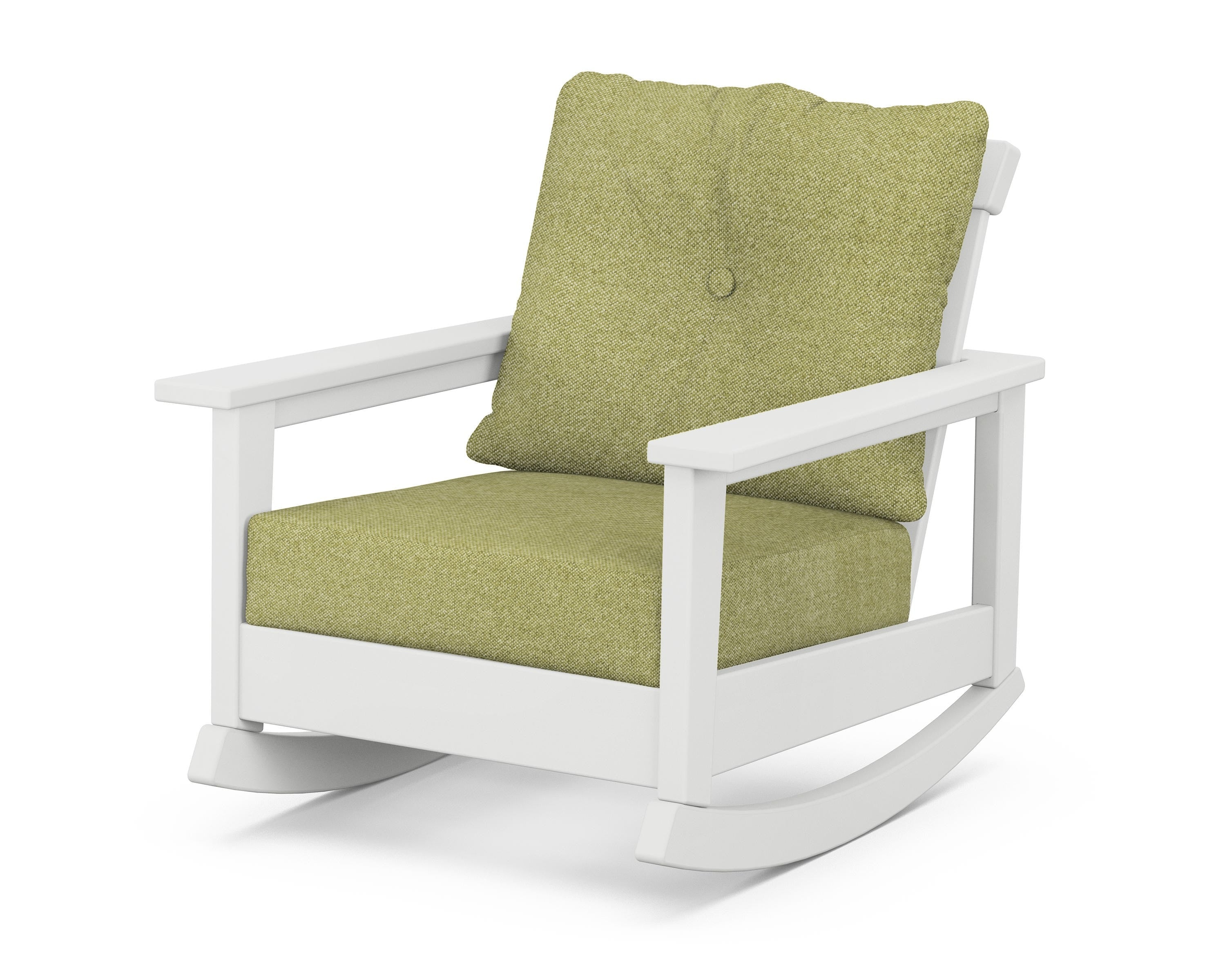 POLYWOOD® Prescott Deep Seating Rocking Chair in White / Chartreuse Boucle