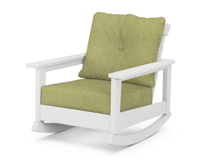 POLYWOOD® Prescott Deep Seating Rocking Chair in White / Chartreuse Boucle