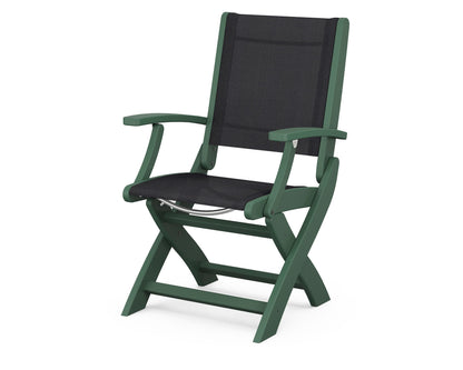 POLYWOOD® Coastal Folding Chair in Green / Black Sling