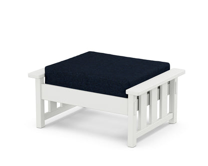 Martha Stewart by POLYWOOD® Acadia Deep Seating Ottoman in White / Marine Indigo