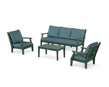 Country Living Wovendale 4-Piece Deep Seating Set with Sofa in Green / Ocean Teal