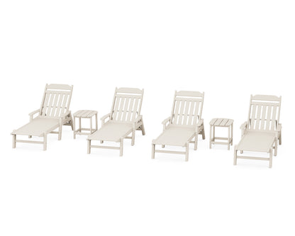Country Living Cottage 6-Piece Chaise Set with Arms in Sand