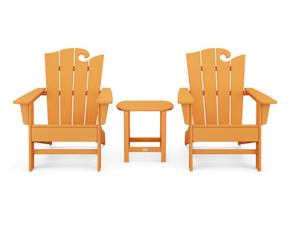 POLYWOOD® Wave 3-Piece Adirondack Set with The Ocean Chair in Tangerine