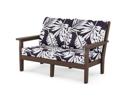 POLYWOOD® Chippendale Deep Seating Loveseat in Mahogany / Leaf Navy