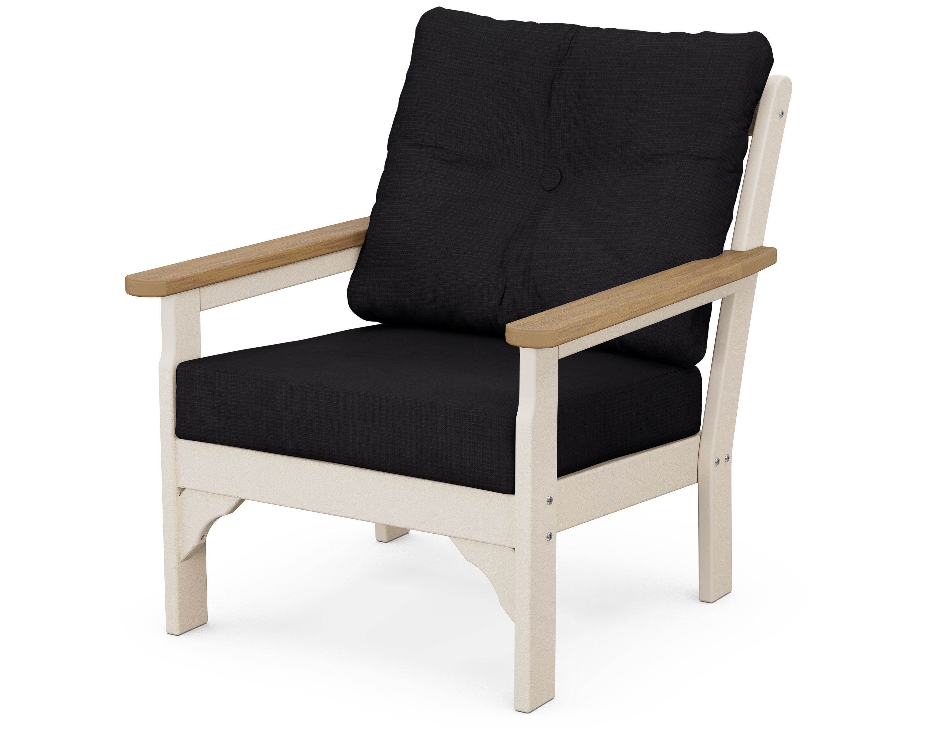 POLYWOOD® Vineyard Deep Seating Chair in Sand / Natural / Midnight Linen