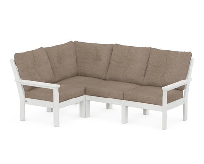 POLYWOOD® Vineyard 4-Piece Sectional in White / Spiced Burlap