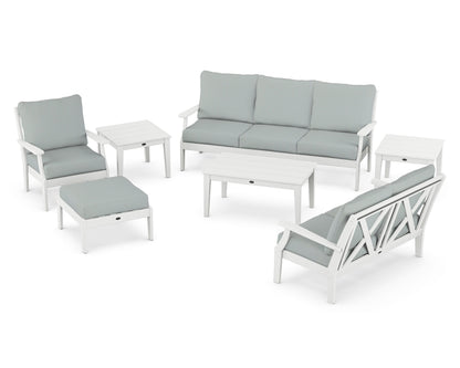 POLYWOOD® Braxton 7-Piece Deep Seating Set in White / Spa