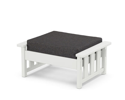 Martha Stewart by POLYWOOD® Acadia Deep Seating Ottoman in White / Ash Charcoal