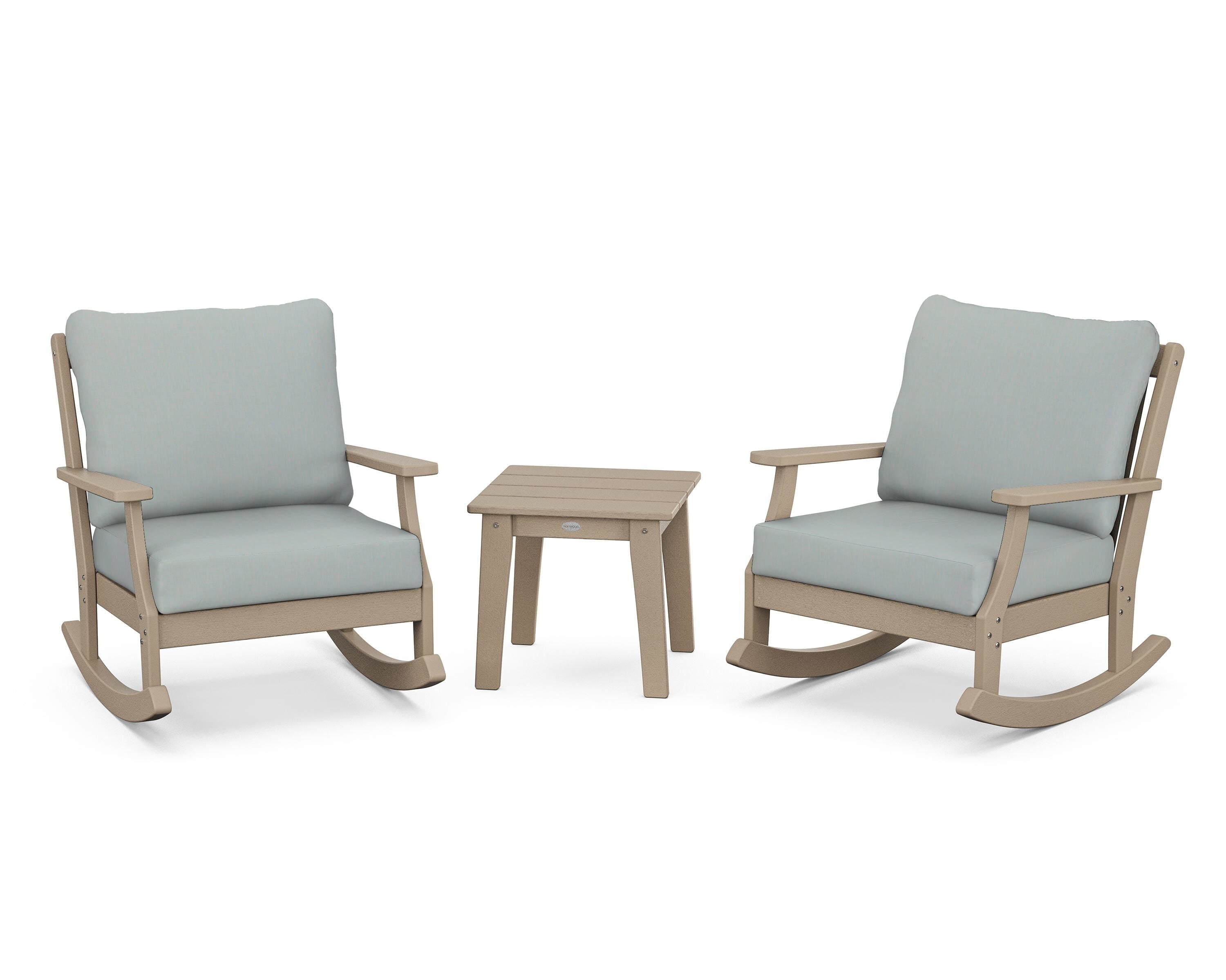 POLYWOOD® Braxton 3-Piece Deep Seating Rocker Set in Vintage Sahara / Spa