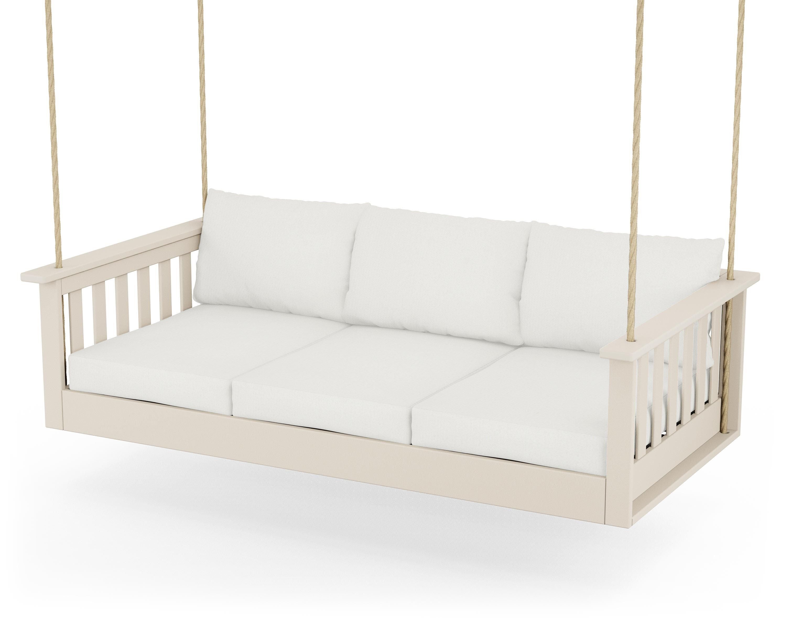POLYWOOD® Vineyard Daybed Swing in Sand / Natural Linen