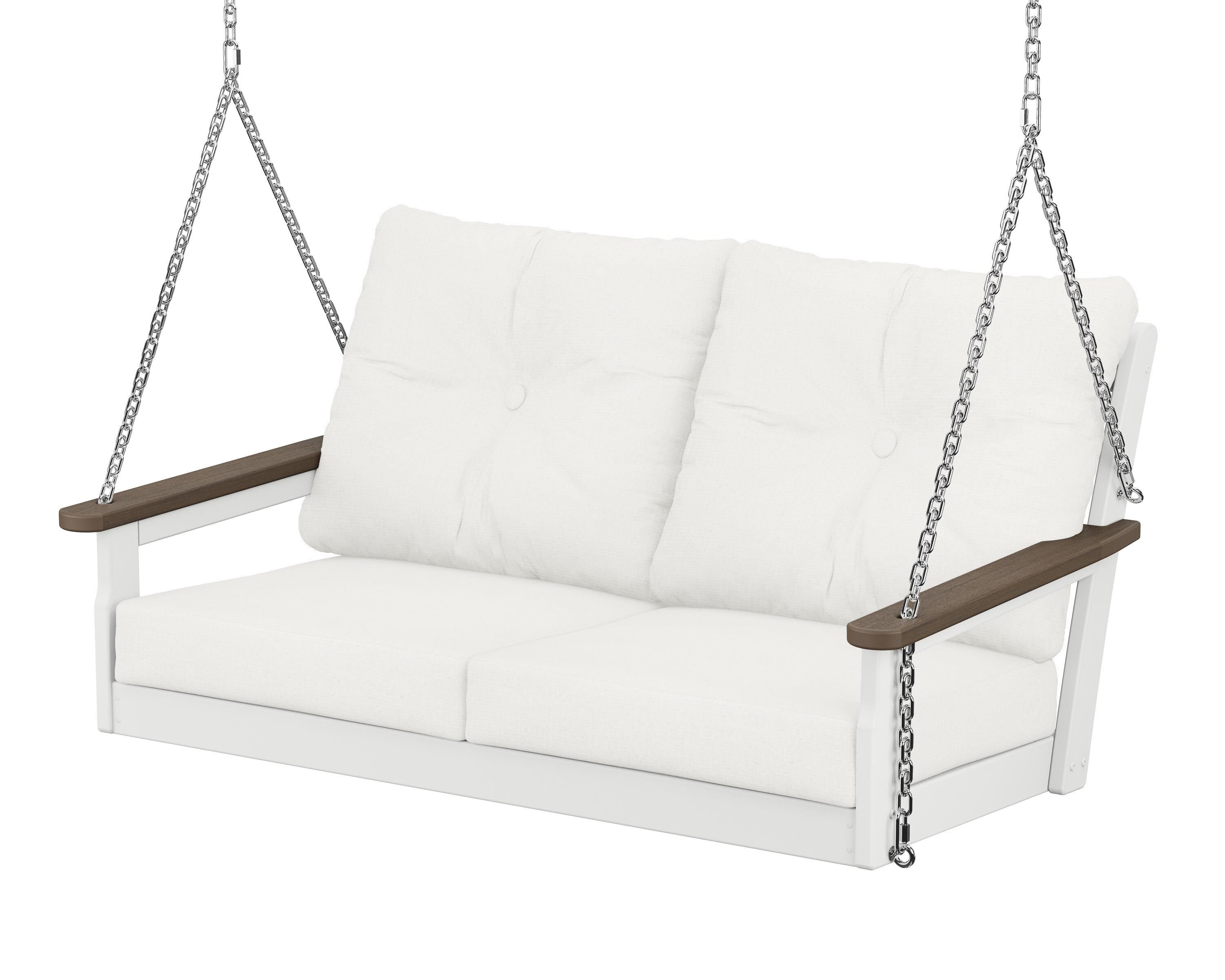 POLYWOOD® Vineyard Deep Seating Swing in White / Kona / Natural Linen