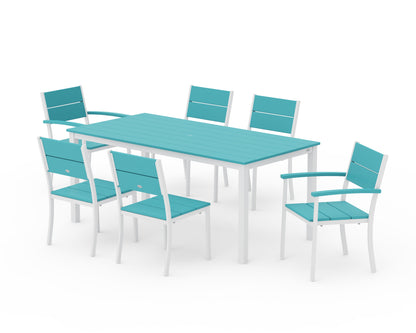 POLYWOOD® Main Street 7-Piece Dining Set in White / Aruba