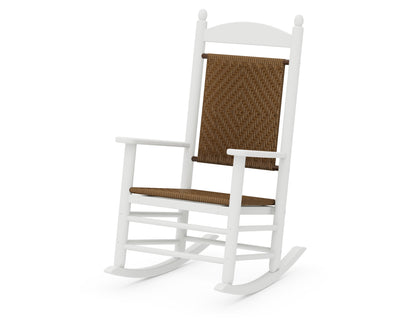 POLYWOOD® Jefferson Woven Rocking Chair in White / Tigerwood