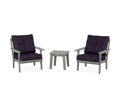POLYWOOD® Prairie 3-Piece Deep Seating Set in Slate Grey / Navy Linen