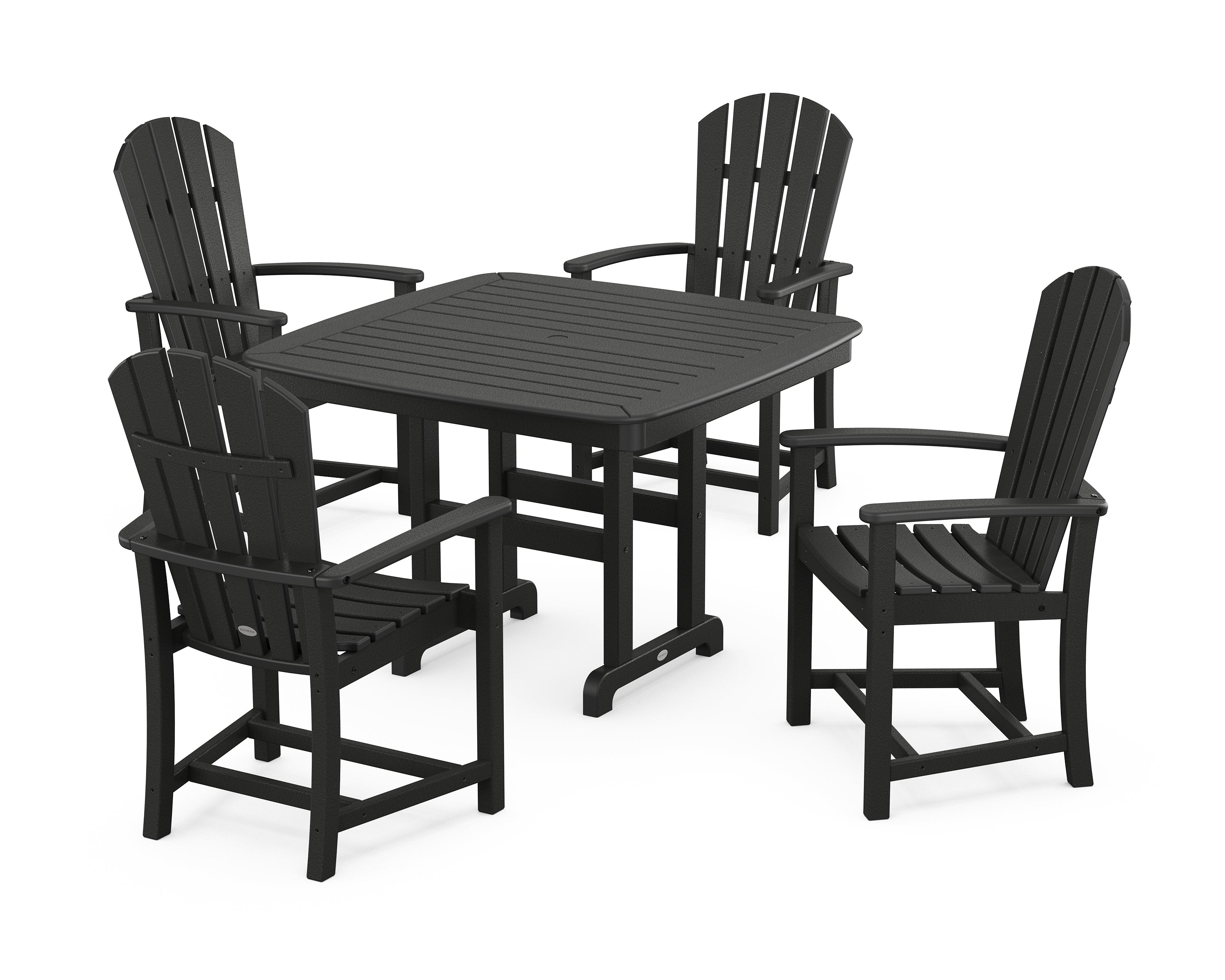 POLYWOOD® Palm Coast 5-Piece Dining Set with Trestle Legs in Black