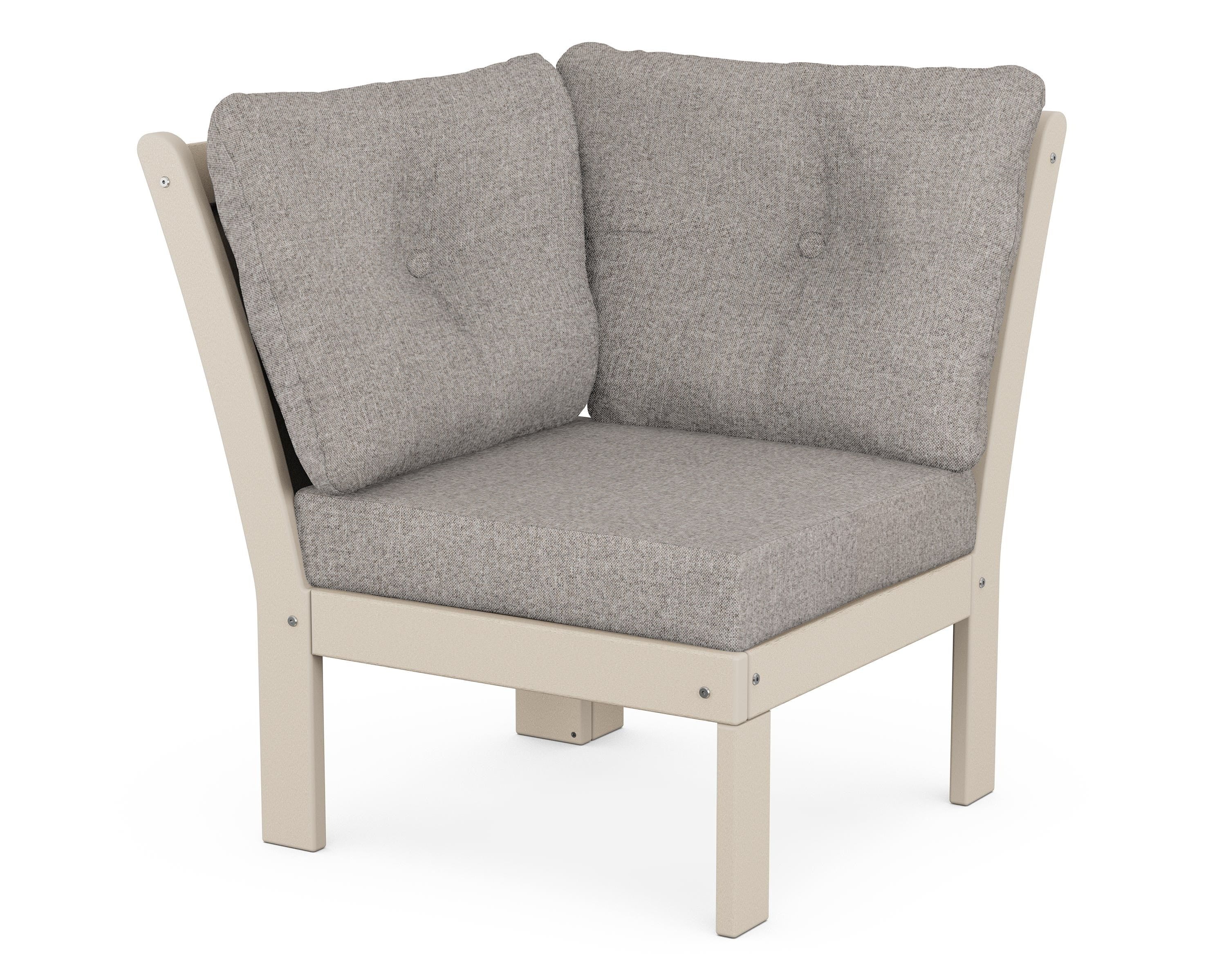 POLYWOOD® Vineyard Modular Corner Chair in Sand / Weathered Tweed