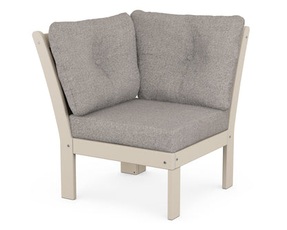 POLYWOOD® Vineyard Modular Corner Chair in Sand / Weathered Tweed