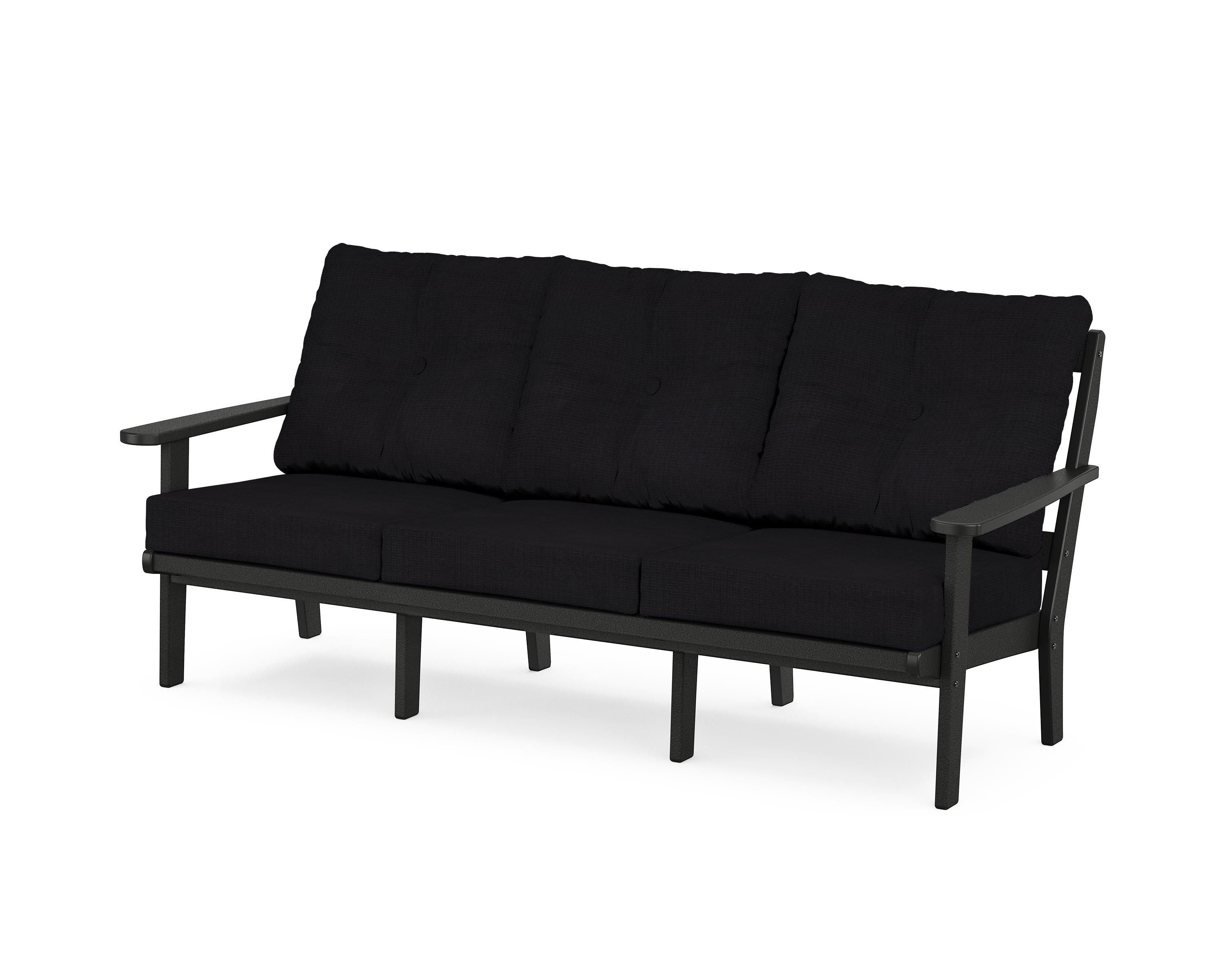 POLYWOOD® Mission Deep Seating Sofa in Black / Midnight Linen