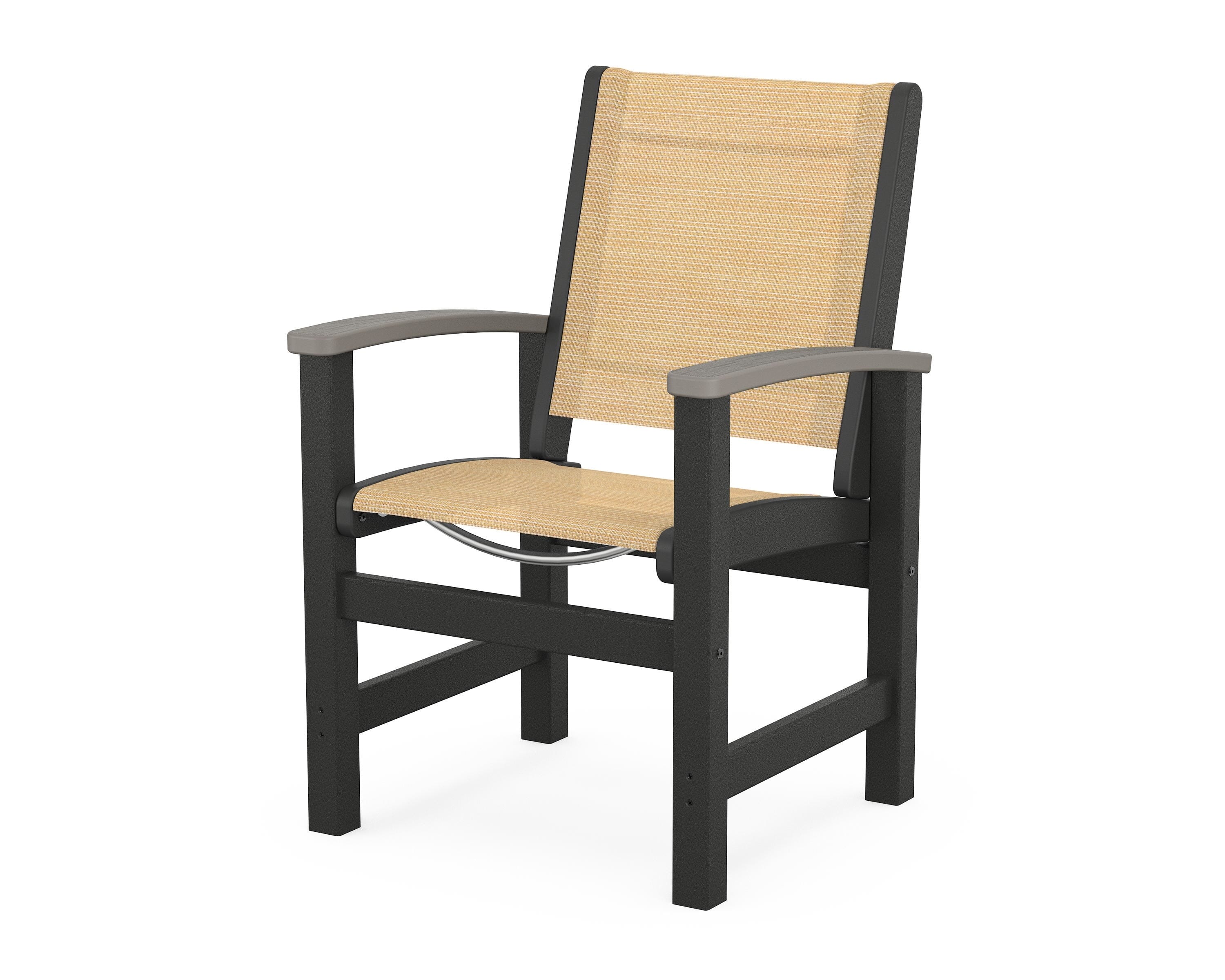 POLYWOOD® Coastal Dining Chair in Black / Driftwood / Dupioni Apricot Sling