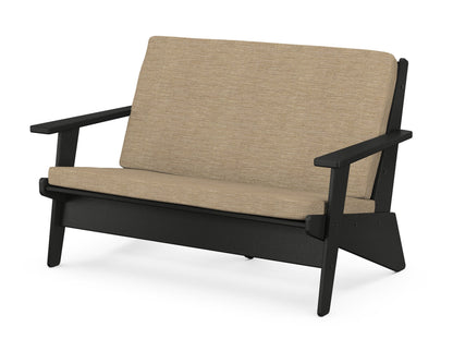 POLYWOOD® Riviera Modern Lounge Loveseat in Black / Charmer Desert