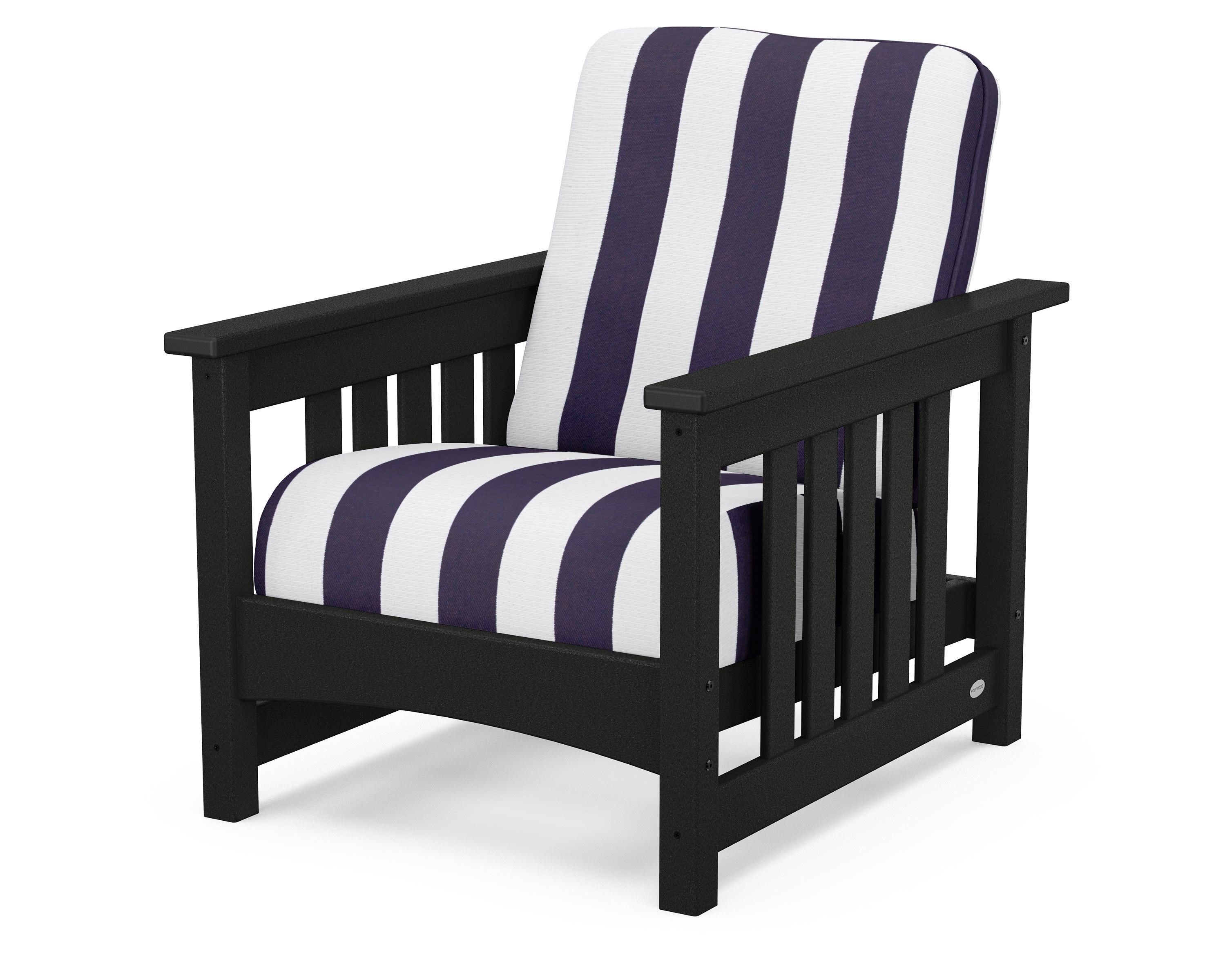 POLYWOOD® Club Mission Chair in Black / Cabana Stripe Navy