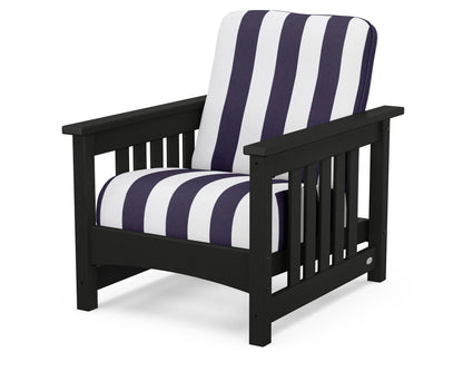 POLYWOOD® Club Mission Chair in Black / Cabana Stripe Navy
