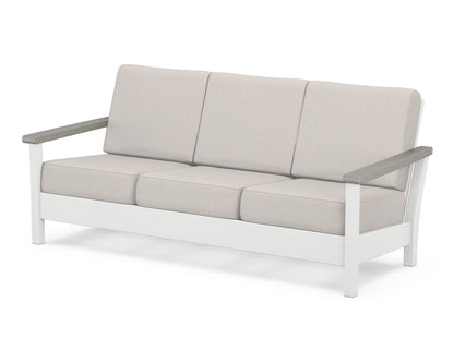POLYWOOD® Harbour Deep Seating Sofa in White / Driftwood / Cast Ash