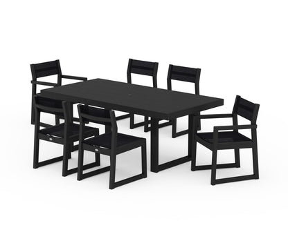 POLYWOOD® EDGE Sling 7-Piece Dining Set in Black / Black Sling