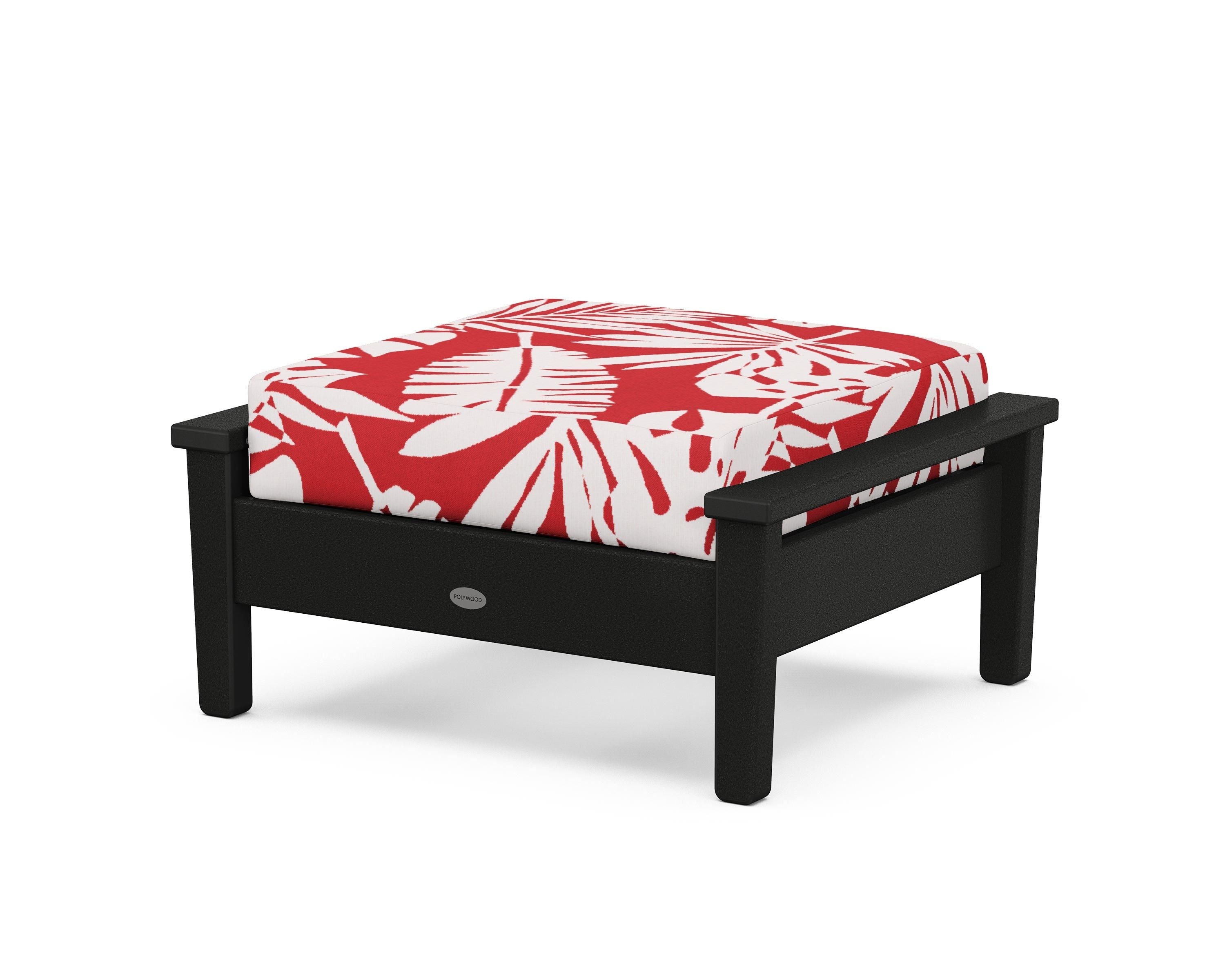 POLYWOOD® Prescott Deep Seating Ottoman in Black / Leaf Crimson