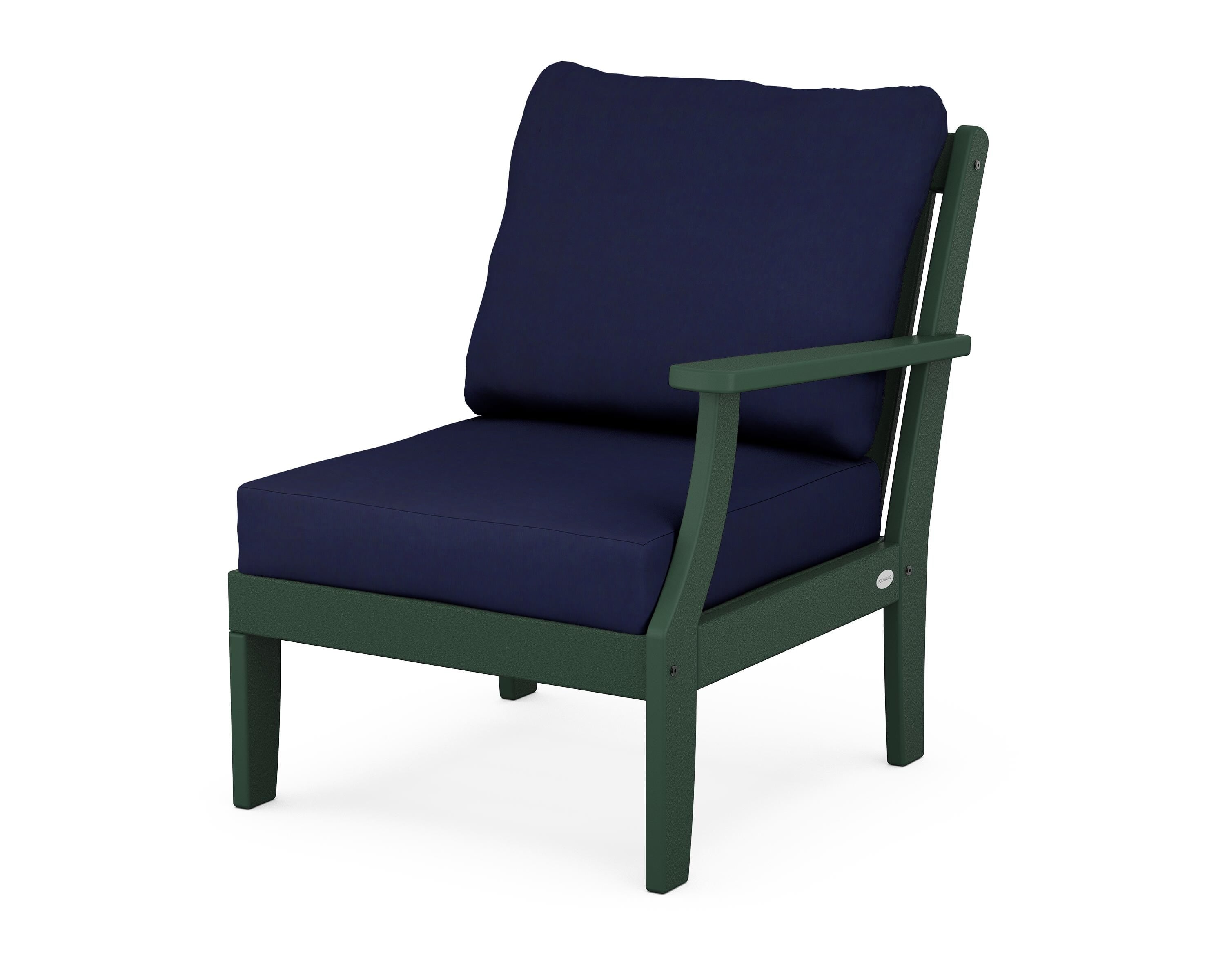 POLYWOOD® Braxton Modular Right Arm Chair in Green / Navy