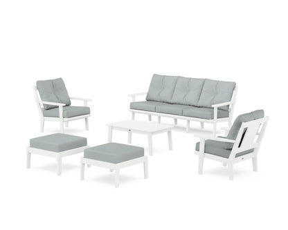 POLYWOOD® Prairie 6-Piece Lounge Sofa Set in White / Spa